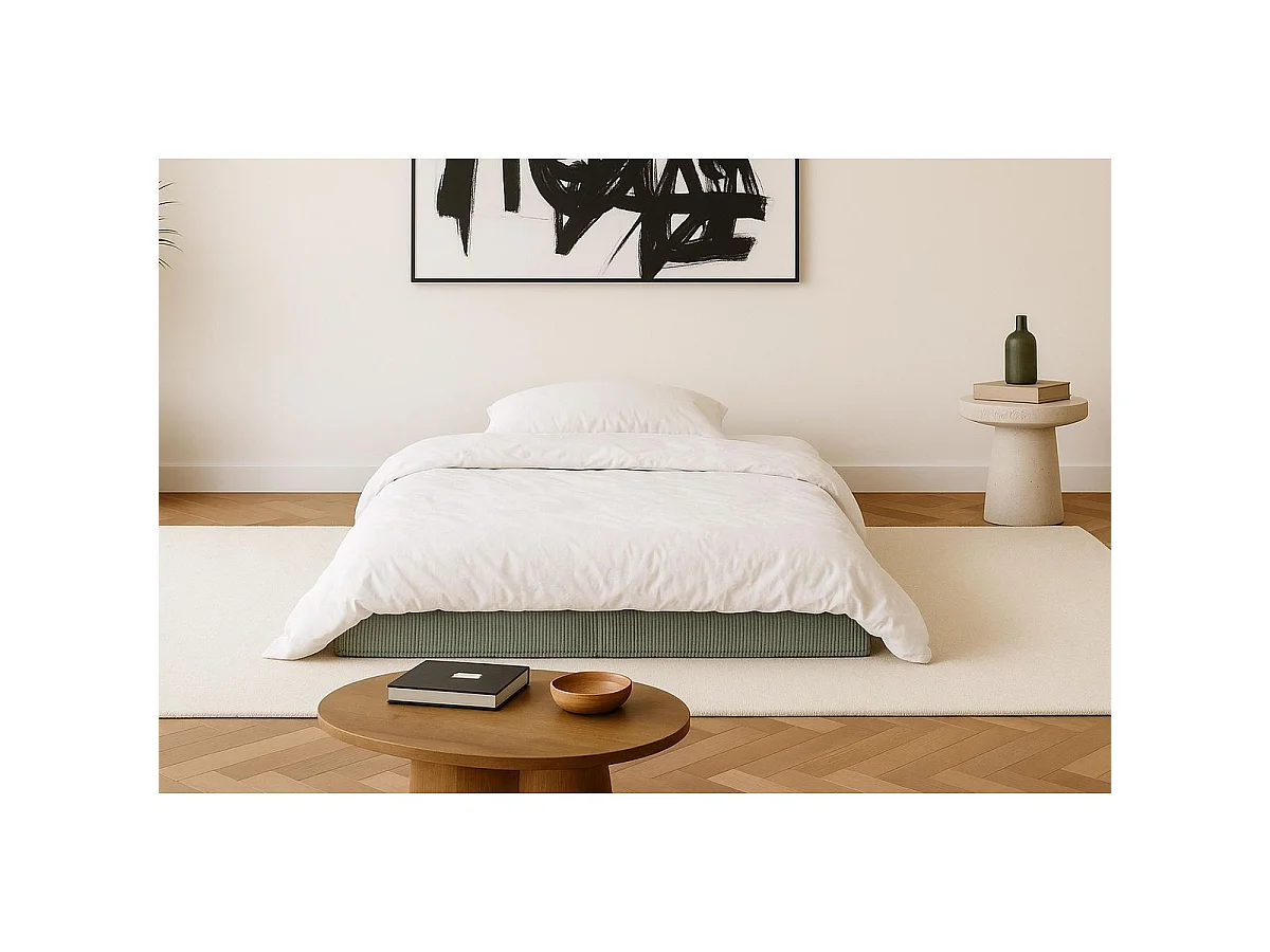 Canapé droit modulable et convertible 2 places - Velours côtelé - Vert