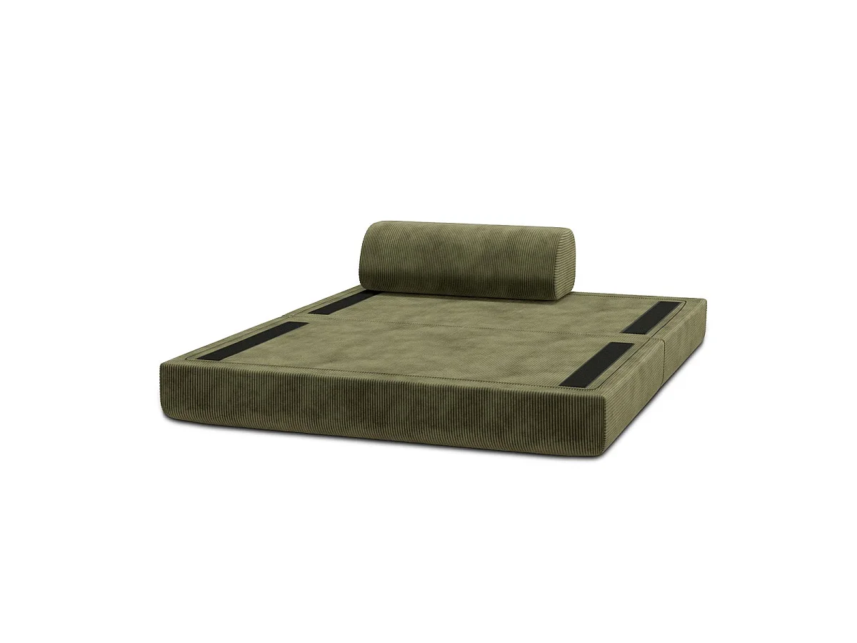 Canapé droit modulable et convertible 2 places - Velours côtelé - Vert