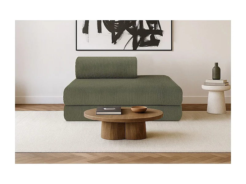 Canapé droit modulable et convertible 2 places - Velours côtelé - Vert