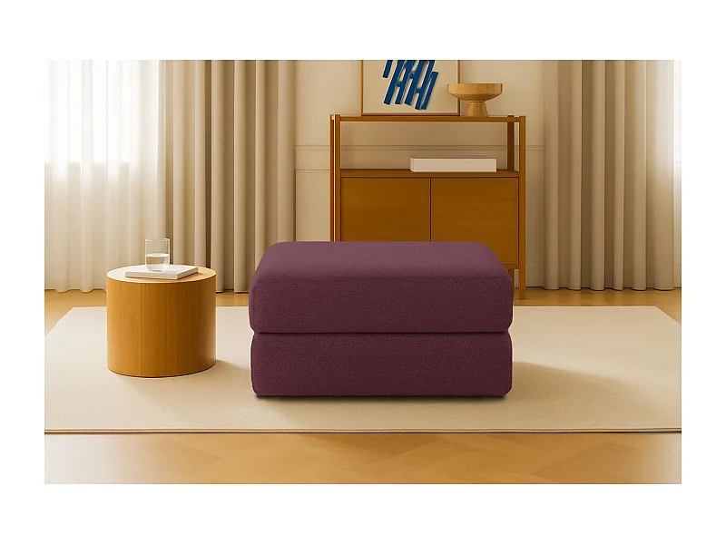 Pouf modulable et convertible - Tissu lisse - Rouge