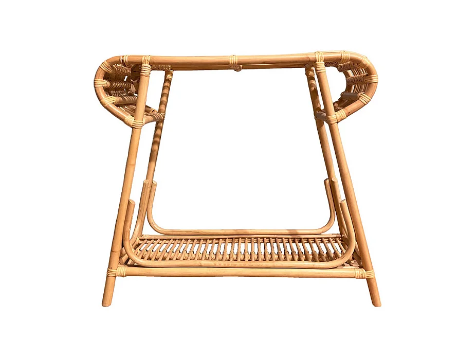 Console 80 cm forme trapèze arrondi en rotin naturel tressé – HAZEL