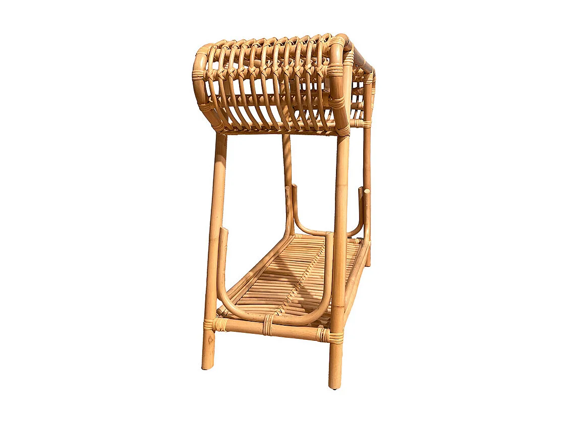 Console 80 cm forme trapèze arrondi en rotin naturel tressé – HAZEL