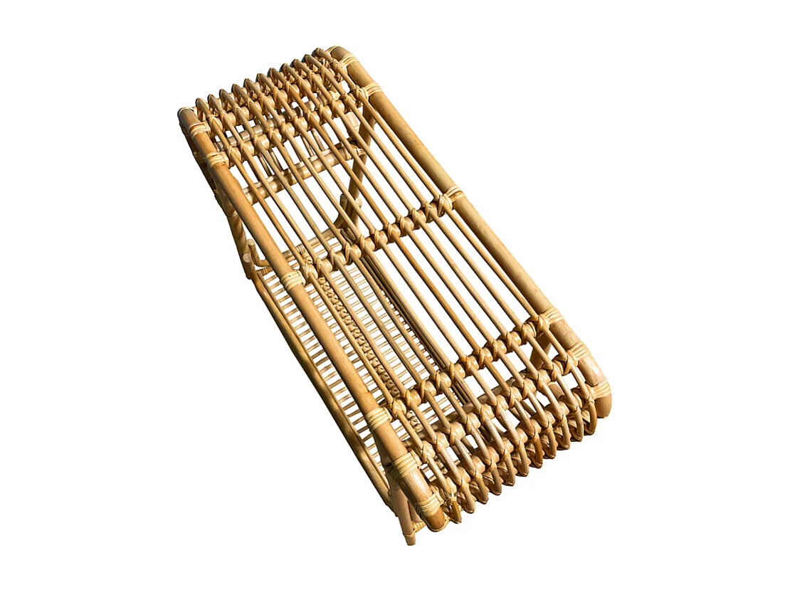 Console 80 cm forme trapèze arrondi en rotin naturel tressé – HAZEL