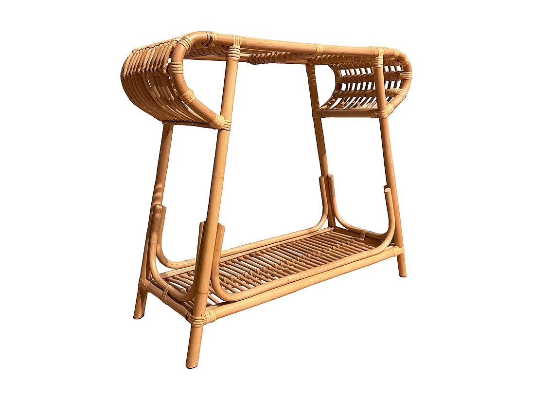 Console 80 cm forme trapèze arrondi en rotin naturel tressé – HAZEL