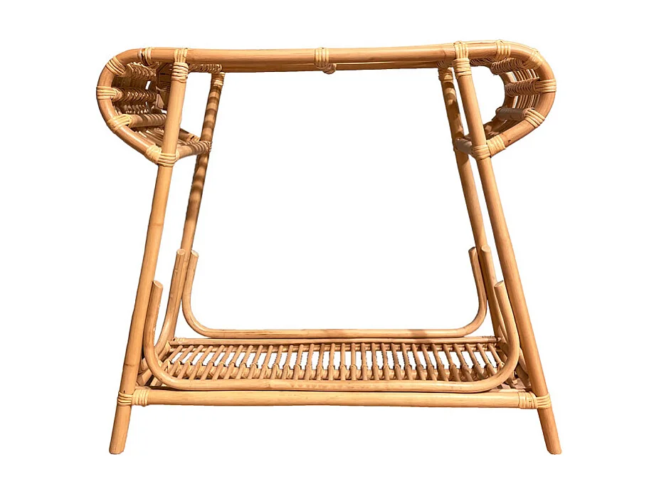 Console 80 cm forme trapèze arrondi en rotin naturel tressé – HAZEL