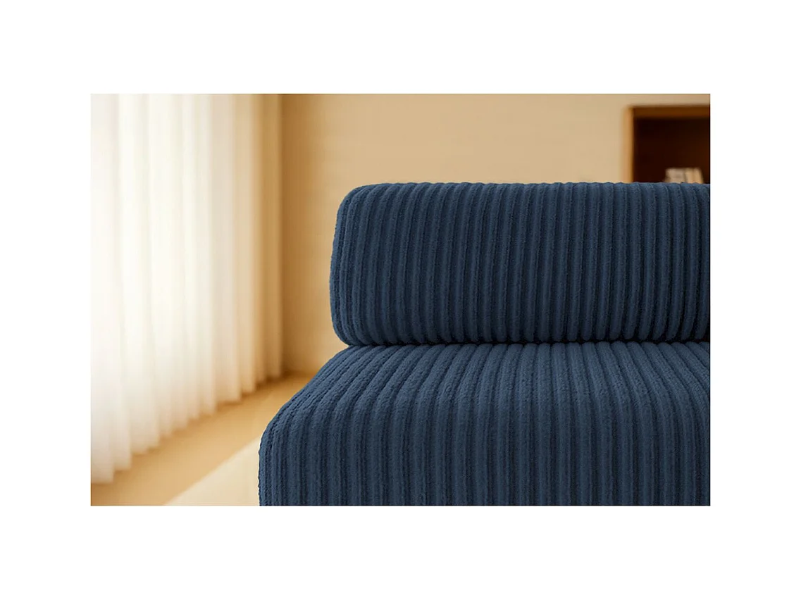 Canapé droit modulable et convertible 2 places - Velours côtelé XL - Bleu