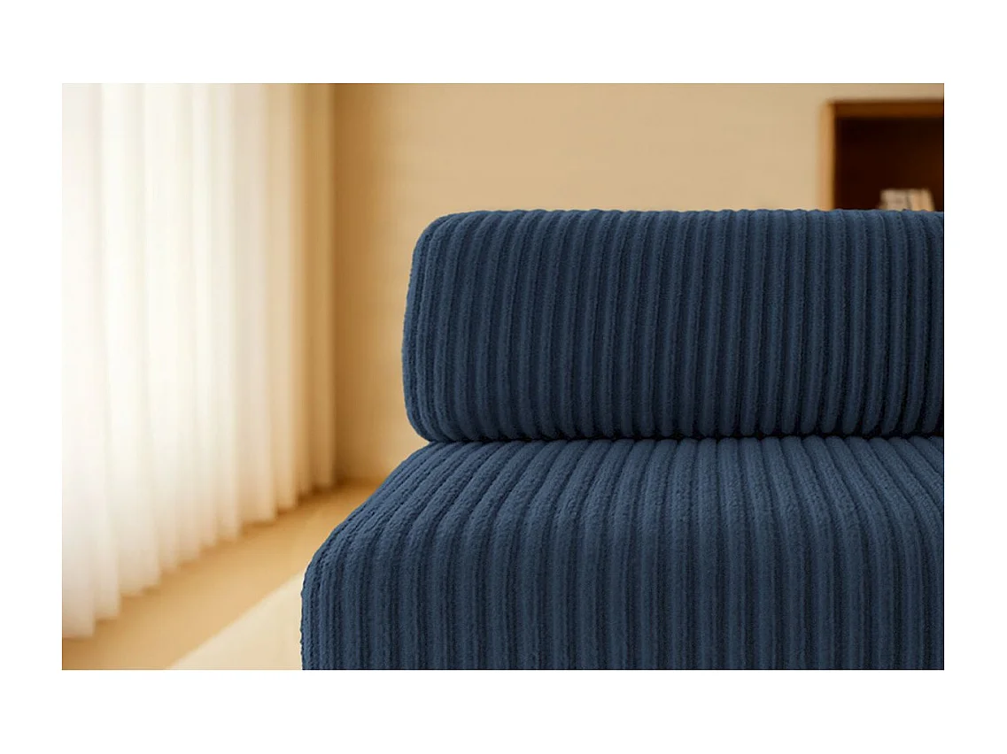 Canapé droit modulable et convertible 2 places - Velours côtelé XL - Bleu