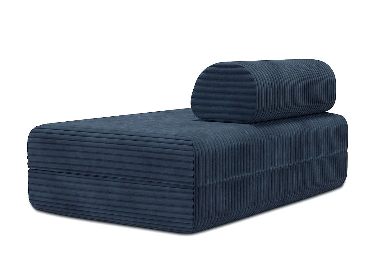 Canapé droit modulable et convertible 2 places - Velours côtelé XL - Bleu