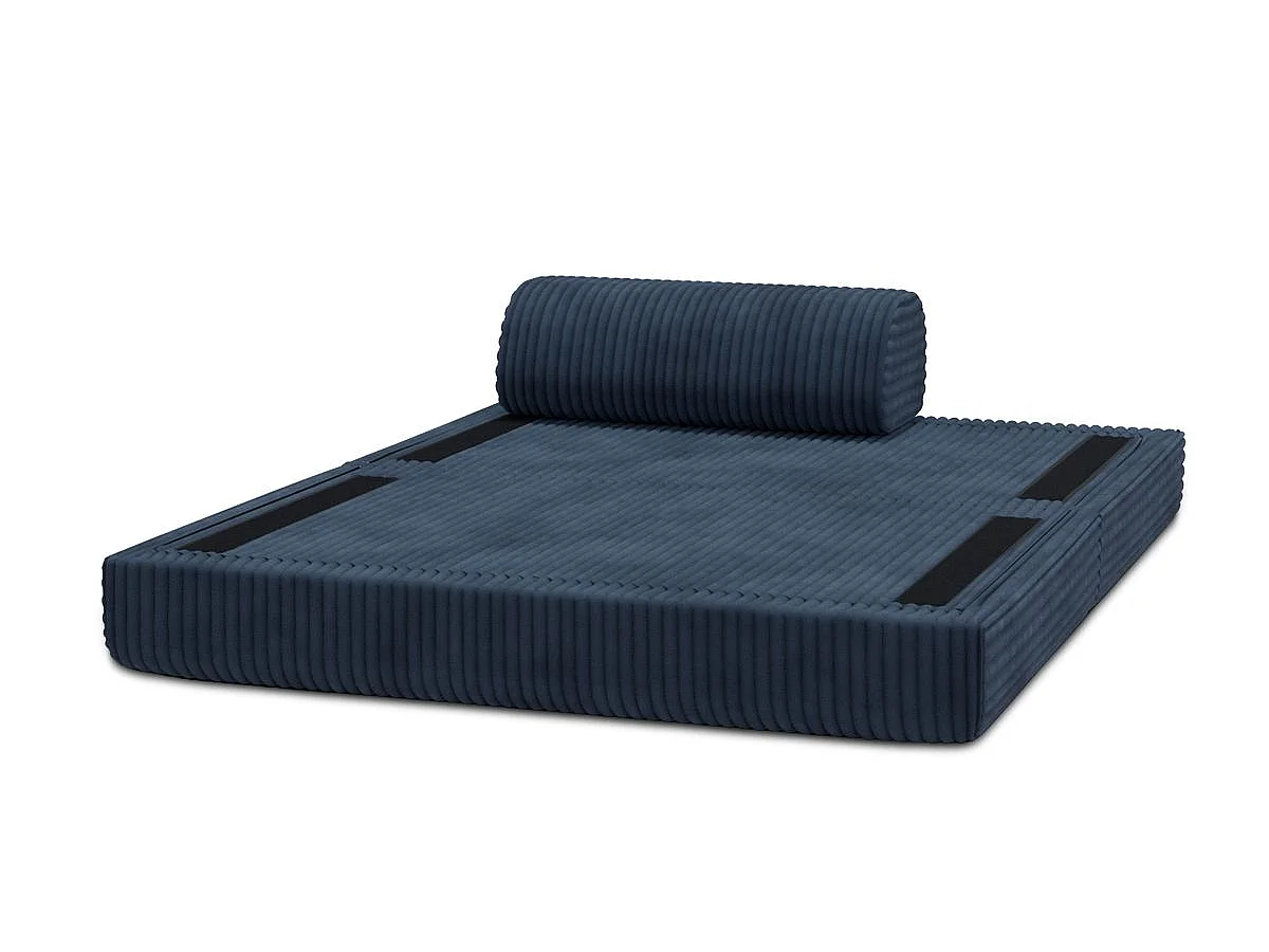 Canapé droit modulable et convertible 2 places - Velours côtelé XL - Bleu