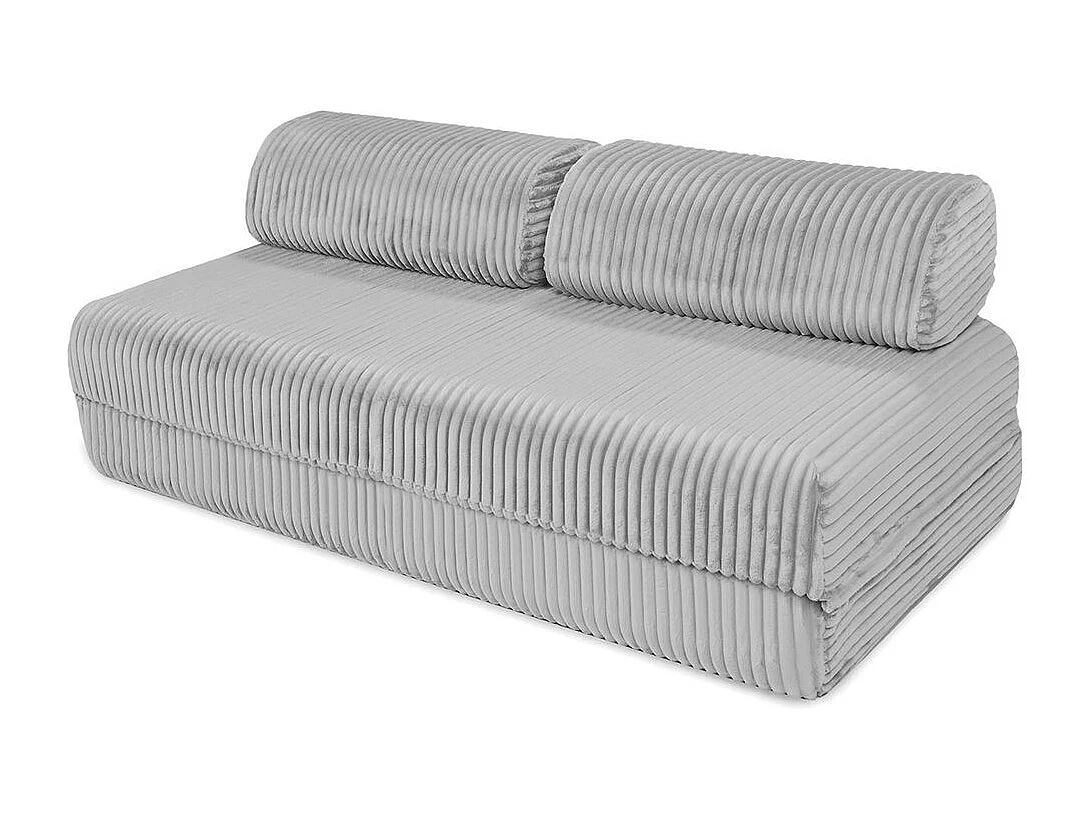 Canapé d'angle modulable et convertible 4 places - Velours côtelé XL - Gris clair