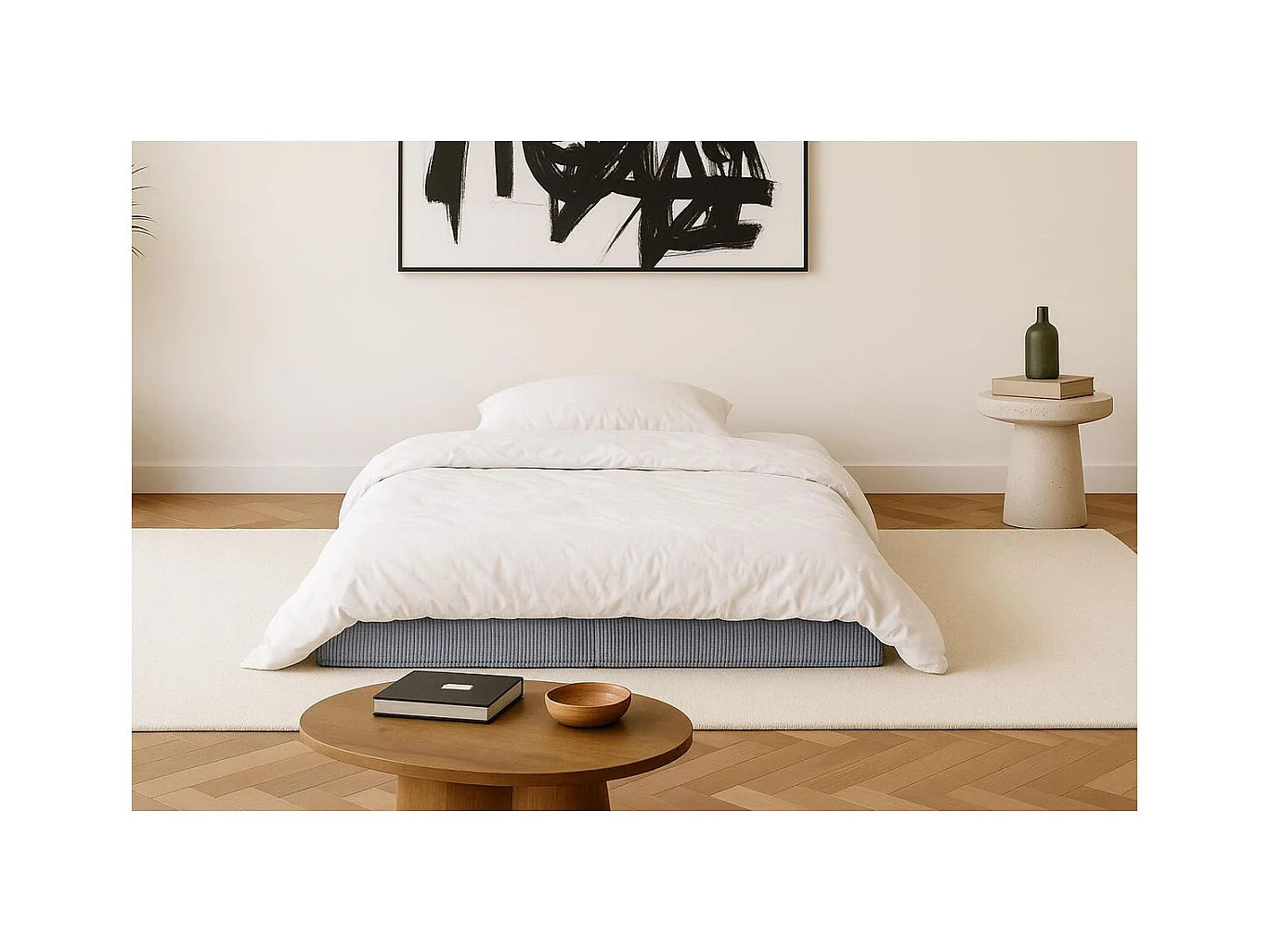 Canapé droit modulable et convertible 2 places - Velours côtelé - Gris