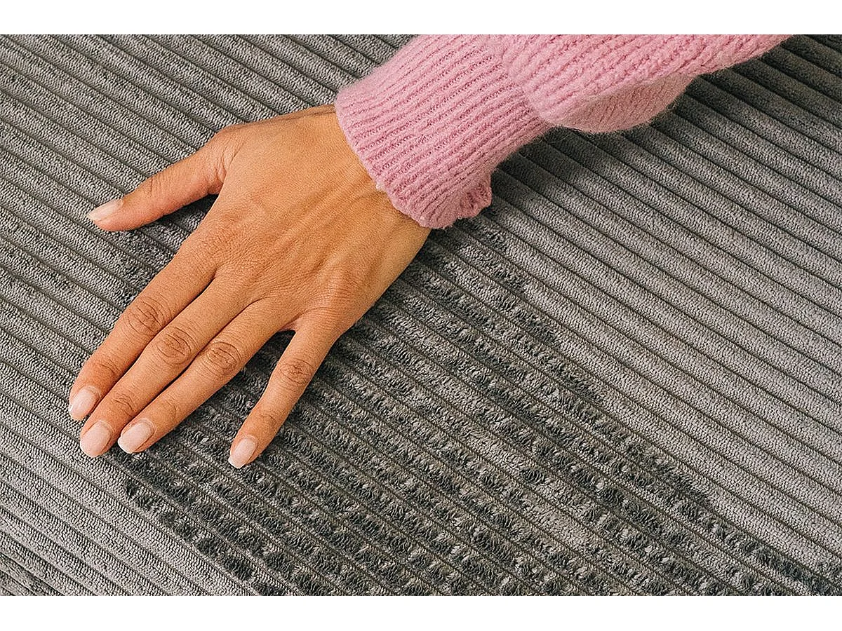 Canapé droit modulable et convertible 2 places - Velours côtelé - Gris