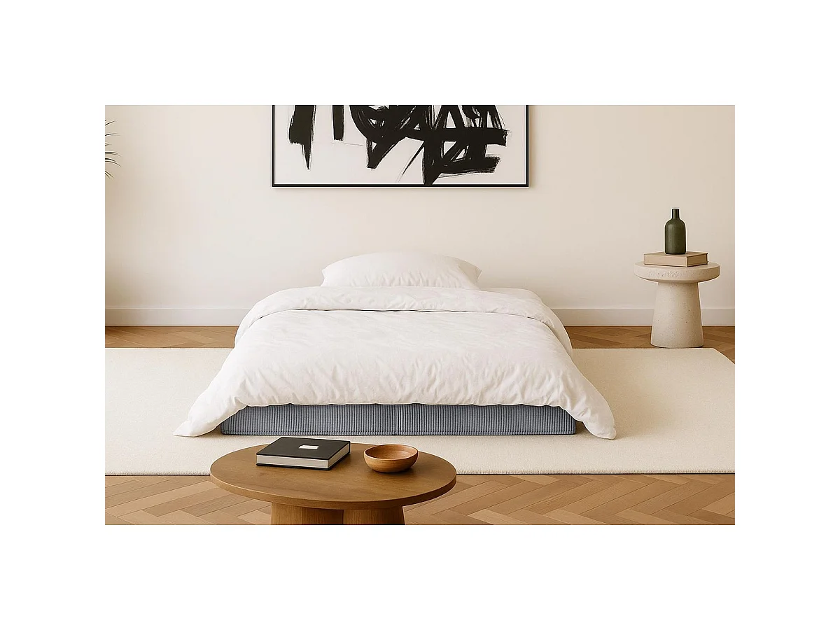 Canapé droit modulable et convertible 2 places - Velours côtelé - Gris