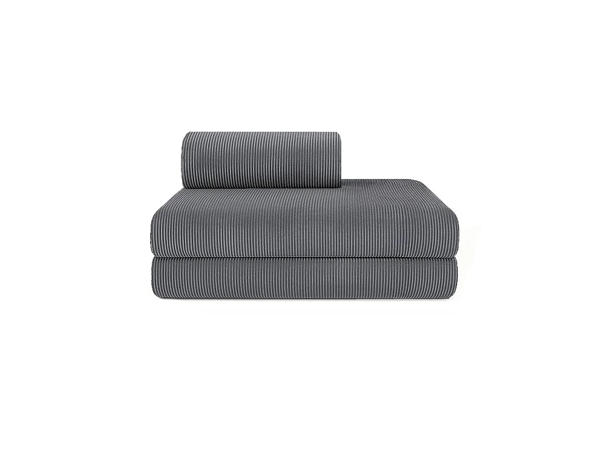 Canapé droit modulable et convertible 2 places - Velours côtelé - Gris