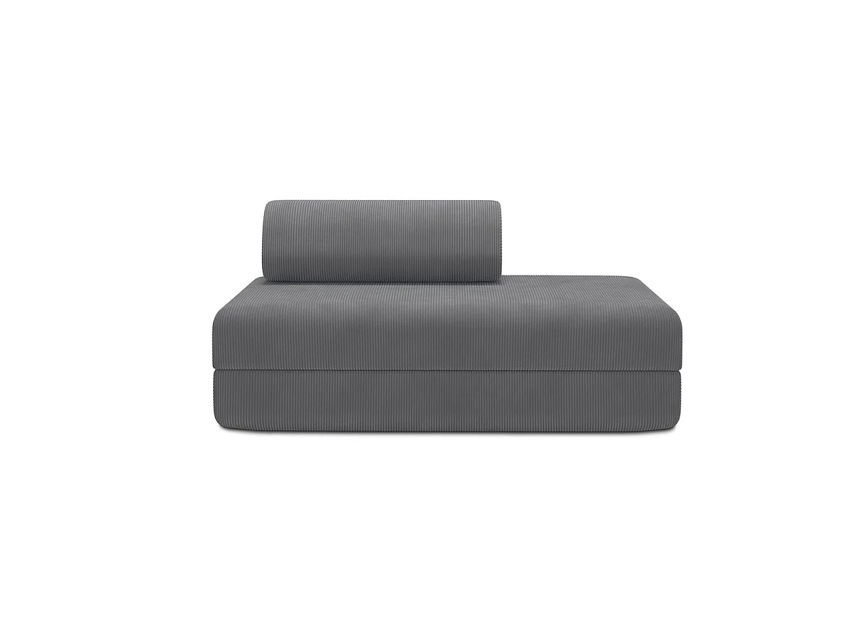 Canapé droit modulable et convertible 2 places - Velours côtelé - Gris