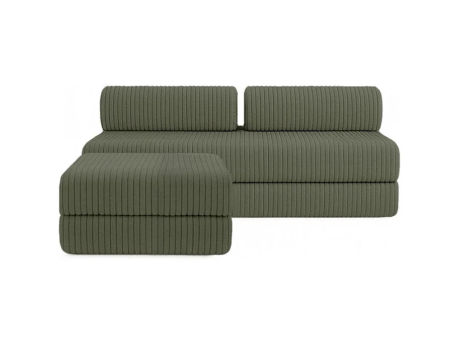 Canapé d'angle modulable et convertible 4 places - Velours côtelé XL - Vert