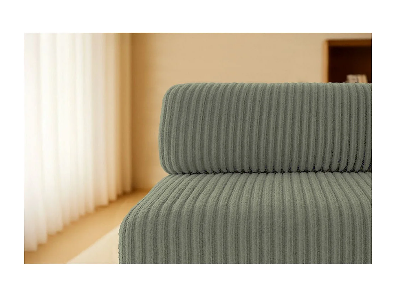 Canapé d'angle modulable et convertible 4 places - Velours côtelé XL - Vert