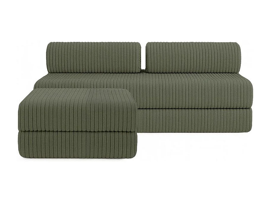 Canapé d'angle modulable et convertible 4 places - Velours côtelé XL - Vert