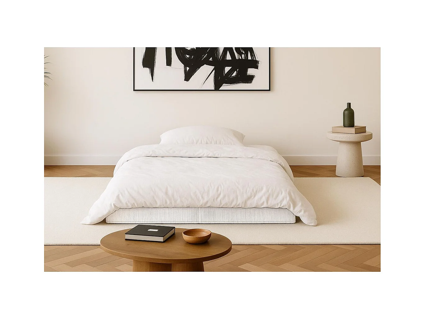 Canapé droit modulable et convertible 2 places - Velours côtelé - Blanc