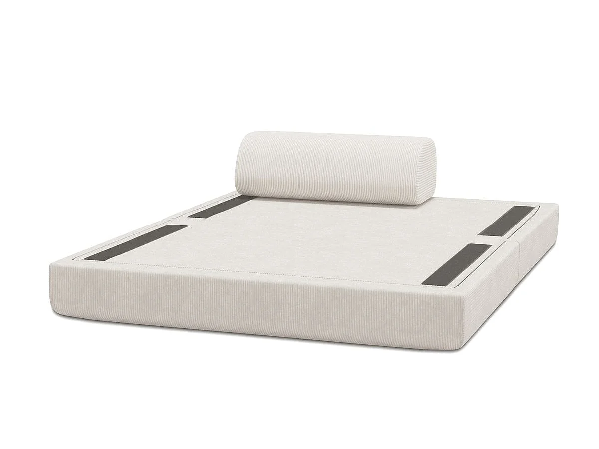 Canapé droit modulable et convertible 2 places - Velours côtelé - Blanc