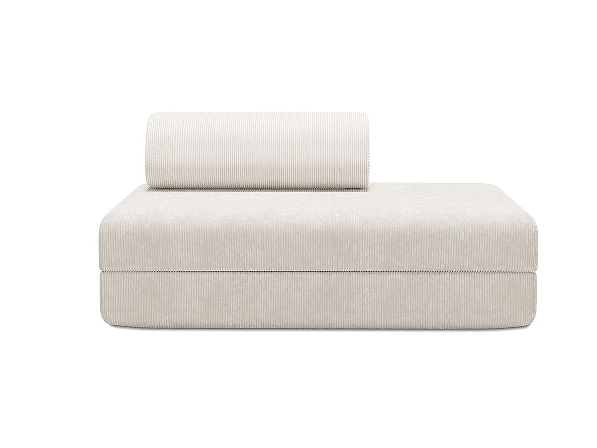 Canapé droit modulable et convertible 2 places - Velours côtelé - Blanc