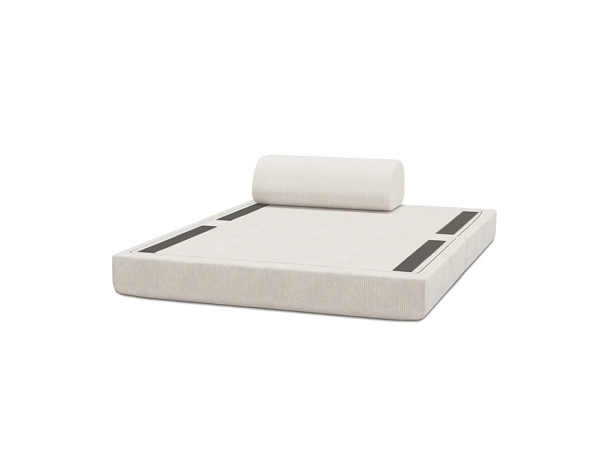 Canapé droit modulable et convertible 2 places - Velours côtelé - Blanc