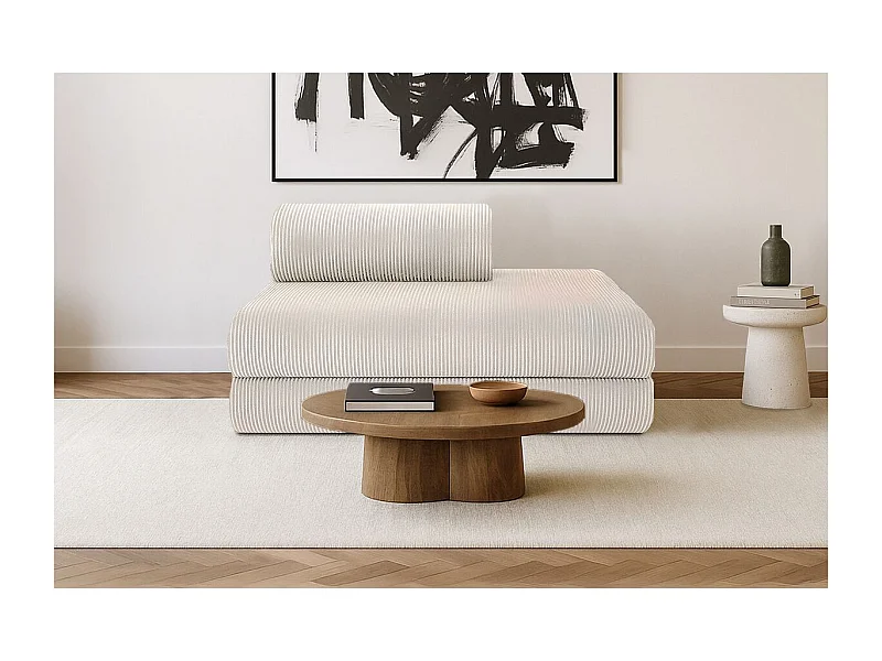 Canapé droit modulable et convertible 2 places - Velours côtelé - Blanc