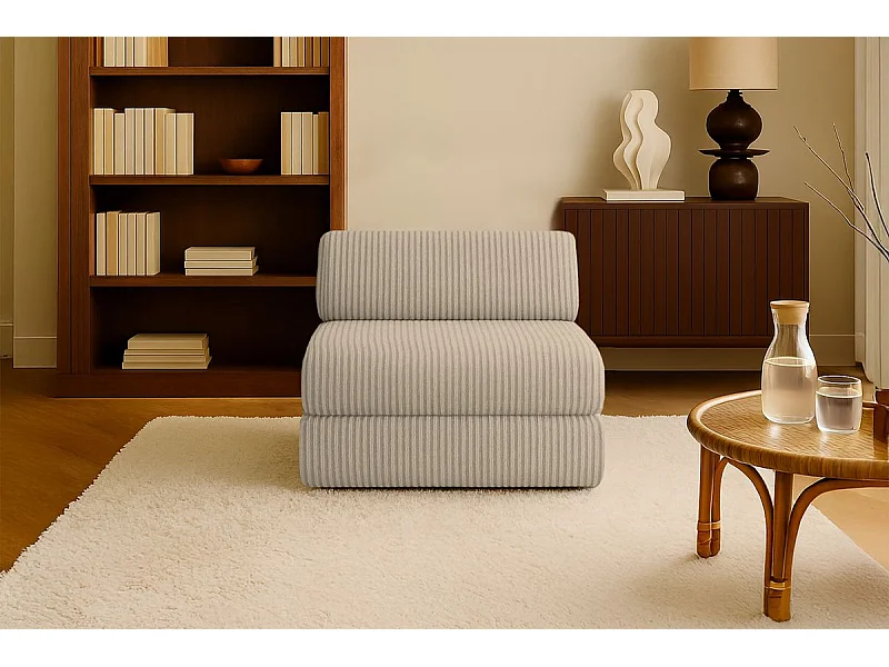 Fauteuil modulable et convertible - Velours côtelé XL - Taupe