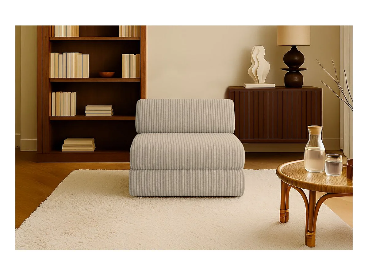 Fauteuil modulable et convertible - Velours côtelé XL - Taupe