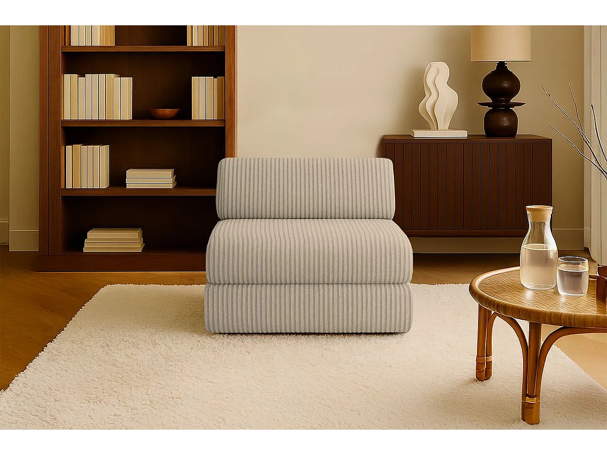 Fauteuil modulable et convertible - Velours côtelé XL - Taupe