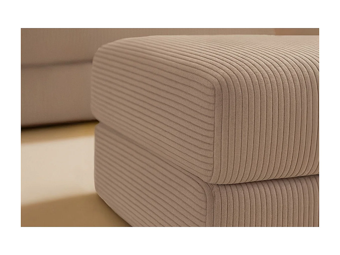 Pouf modulable et convertible - Velours côtelé - Taupe