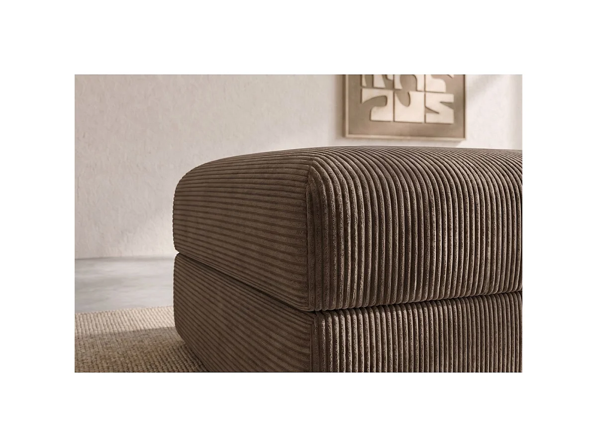 Pouf modulable et convertible - Velours côtelé - Taupe