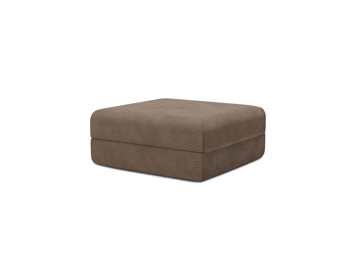 Pouf modulable et convertible - Velours côtelé - Taupe