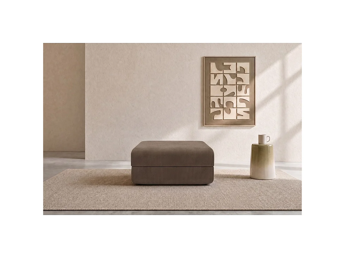 Pouf modulable et convertible - Velours côtelé - Taupe