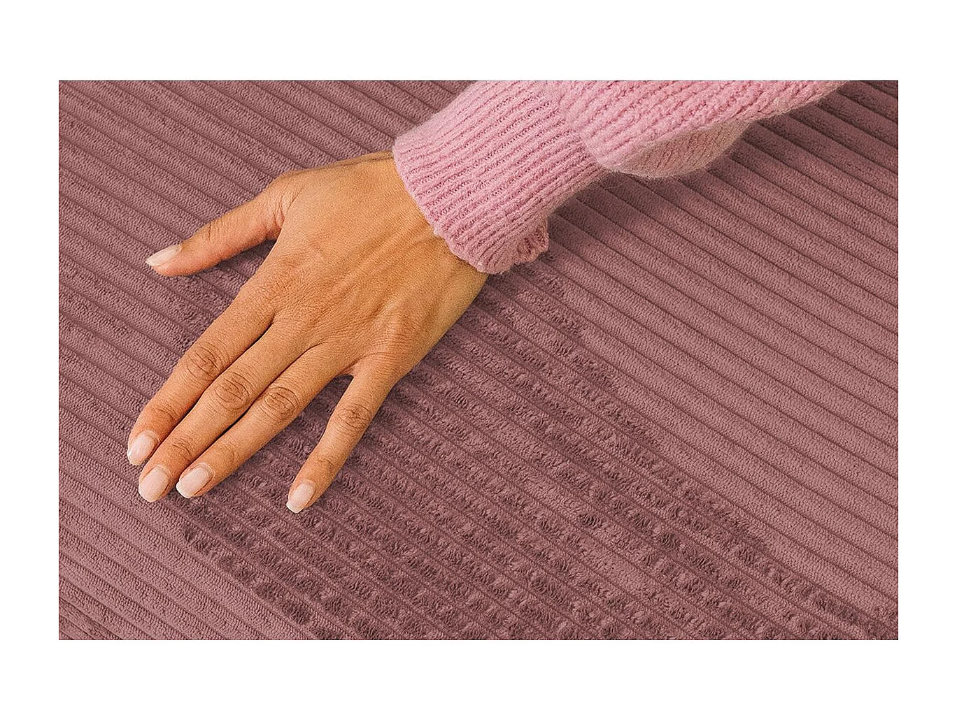 Canapé d'angle modulable et convertible 5 places - Velours côtelé - Rose