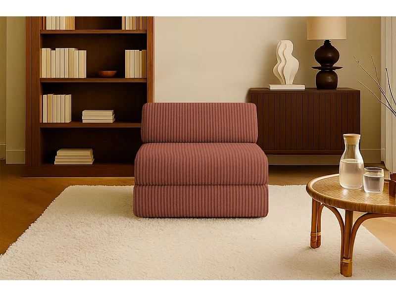 Fauteuil modulable et convertible - Velours côtelé XL - Terracotta