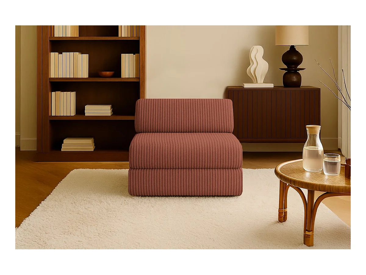 Fauteuil modulable et convertible - Velours côtelé XL - Terracotta