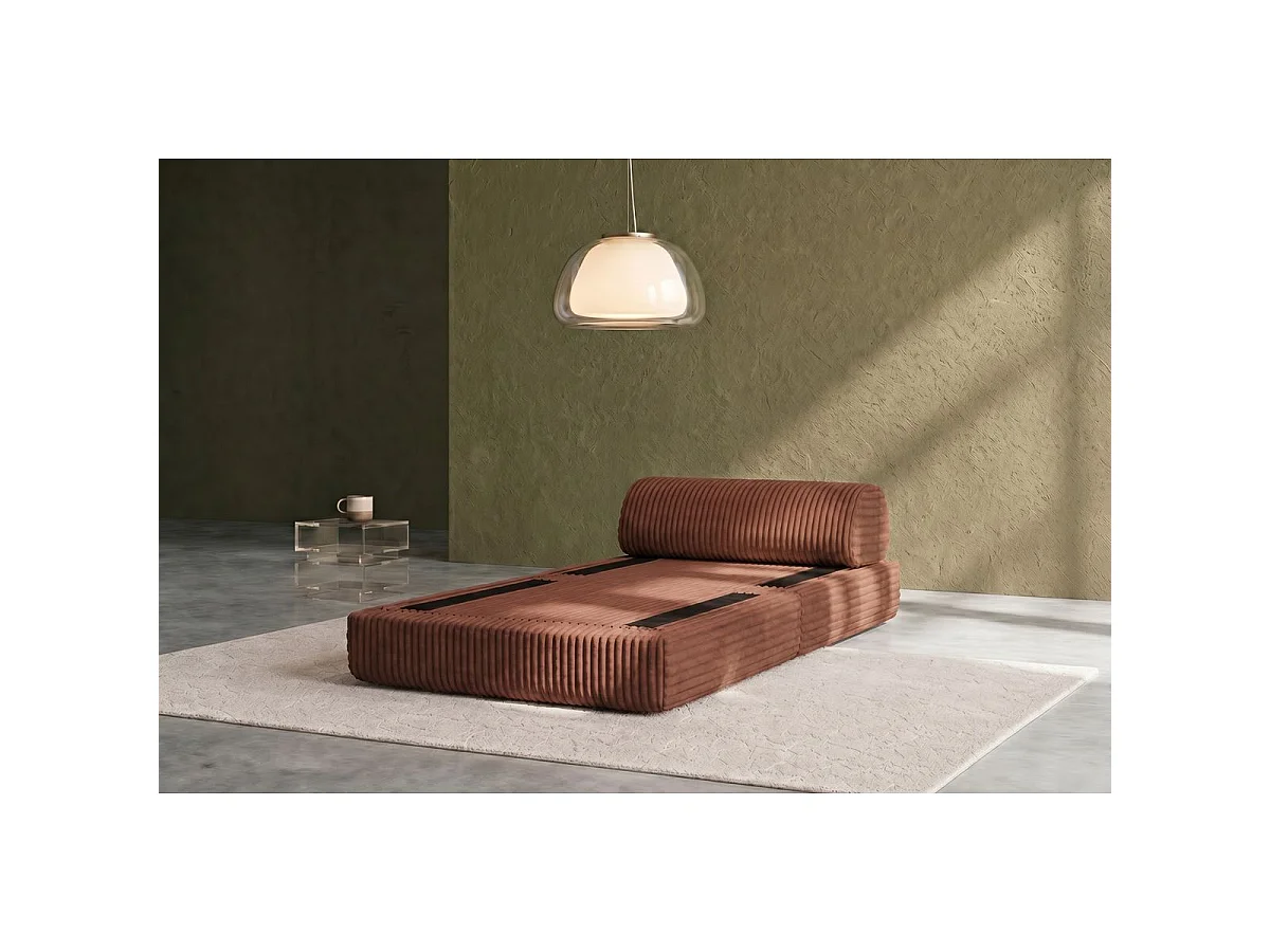 Fauteuil modulable et convertible - Velours côtelé XL - Terracotta