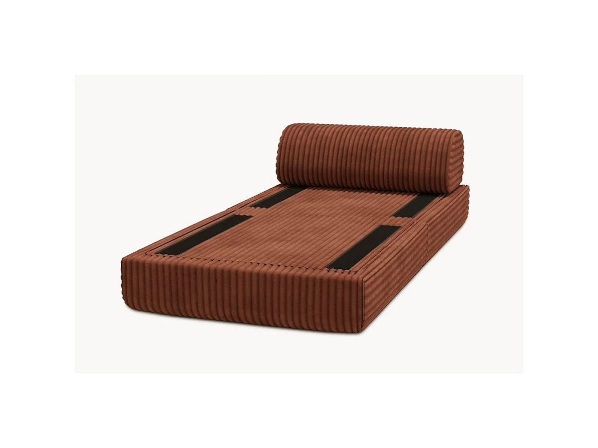 XL terracotta corduroy fauteuil, ombouwbaar