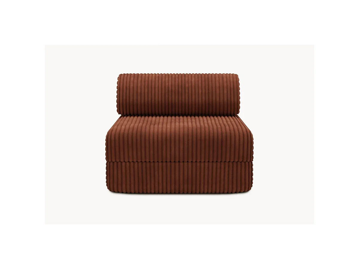 XL terracotta corduroy fauteuil, ombouwbaar
