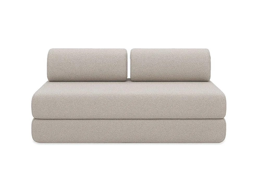 Canapé droit de jardin modulable et convertible 3 places - Tissu imperméable - Beige clair