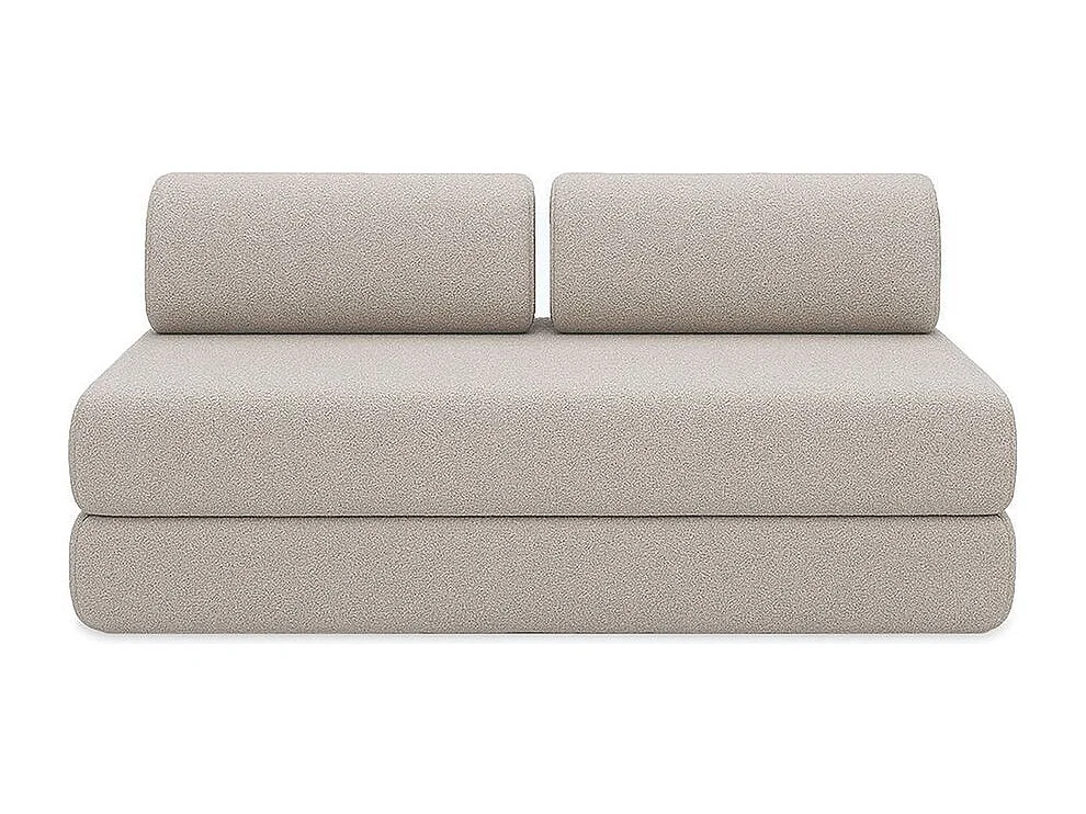 Canapé droit de jardin modulable et convertible 3 places - Tissu imperméable - Beige clair