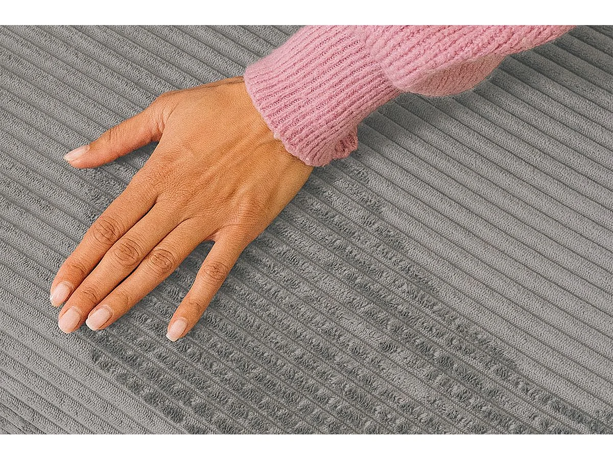 Canapé droit modulable et convertible 2 places - Velours côtelé - Gris clair