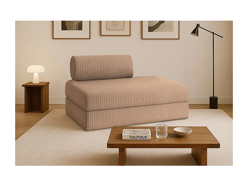 Canapé droit modulable et convertible 2 places - Velours côtelé XL - Marron