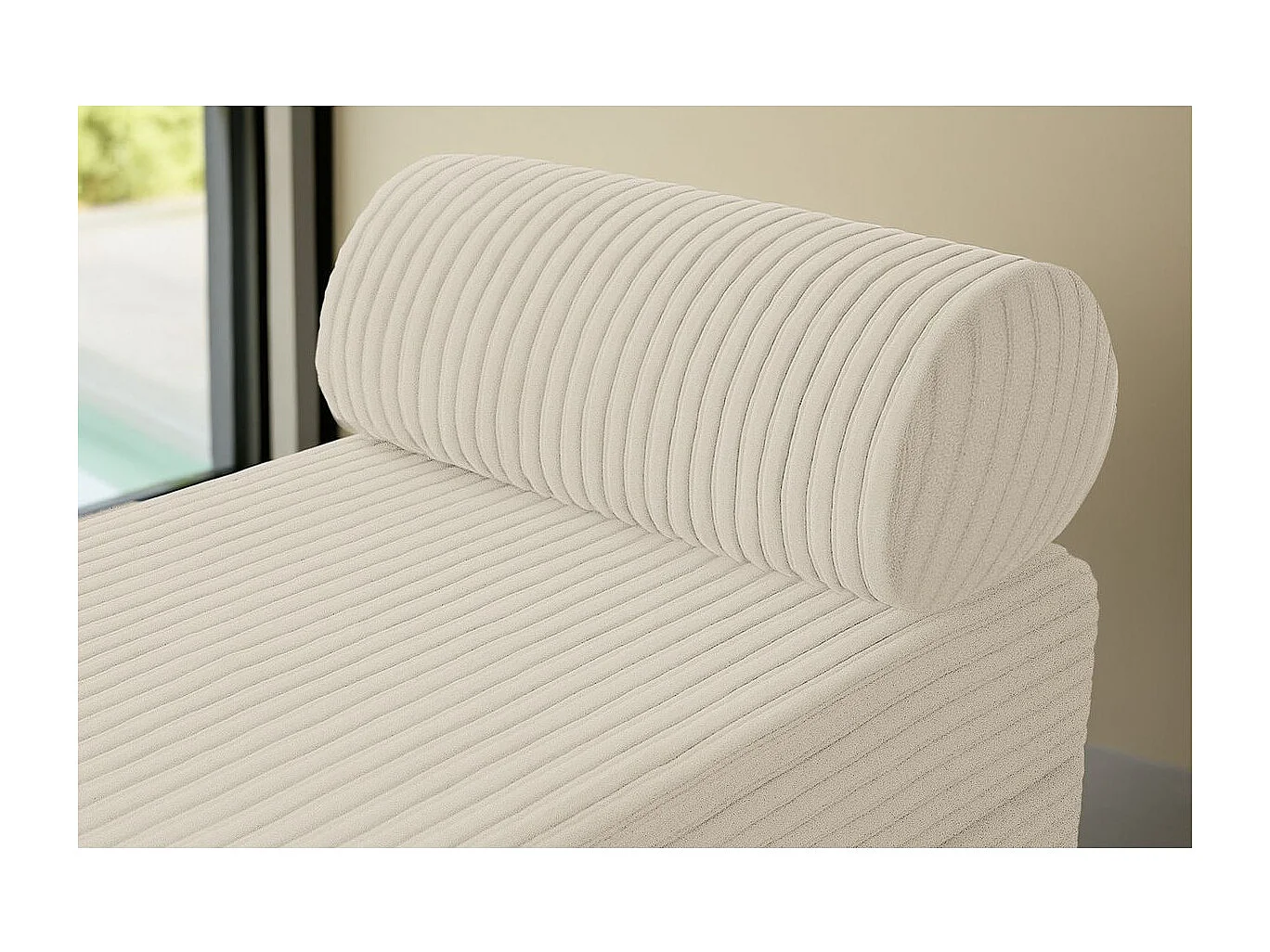 Pouf modulable et convertible - Velours côtelé XL - Blanc