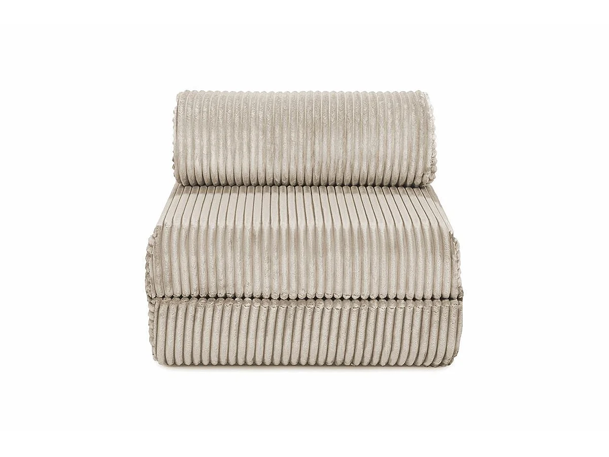 Fauteuil modulable et convertible - Velours côtelé XL - Beige
