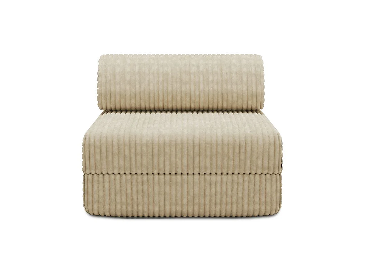 Fauteuil modulable et convertible - Velours côtelé XL - Beige