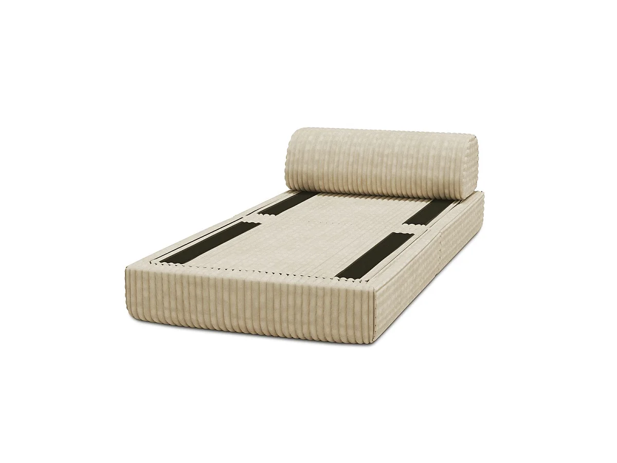 XL beige corduroy fauteuil om te bouwen tot fauteuil
