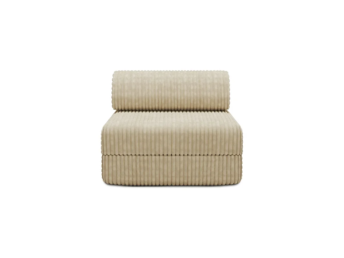XL beige corduroy fauteuil om te bouwen tot fauteuil