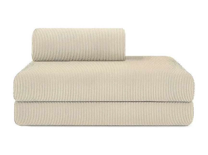 Canapé d'angle modulable et convertible 5 places - Velours côtelé - Beige